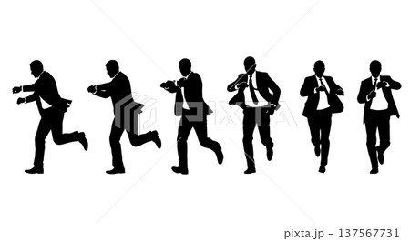 Black Solid Agents Running Late Silhouettes Set of Six Black Solid Agents Running Late Silhouettes Set of Six 137567731