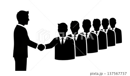 Black Solid Agents Shaking Hands Silhouettes Set of Six 137567737