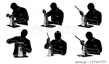 Black Solid Bakers Grating Ingredients Set of Six on White Background 137567775