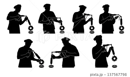 Black Solid Bakers Filling Jelly Donuts Set of Six on White Background Black Solid Bakers Filling Jelly Donuts Set of Six on White Background 137567798
