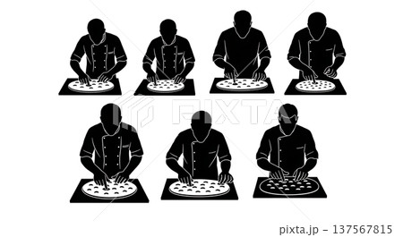 Black Solid Bakers Dimpling Focaccia Set of Six on White Background Black Solid Bakers Dimpling Focaccia Set of Six on White Background 137567815