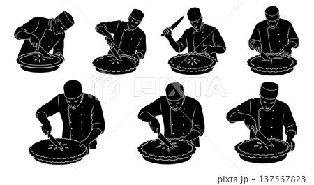 Black Solid Bakers Cutting Pie Vents Set of Six on White Background Black Solid Bakers Cutting Pie Vents Set of Six on White Background 137567823