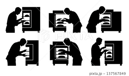 Black Solid Bakers Checking Proofing Dough Set of Six on White Background Black Solid Bakers Checking Proofing Dough Set of Six on White Background 137567849