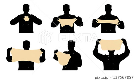 Black Solid Bakers Checking Dough Elasticity Set of Six on White Background Black Solid Bakers Checking Dough Elasticity Set of Six on White Background 137567857