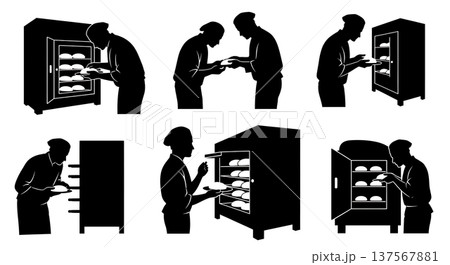 Black Solid Bakers Checking Proofing Dough Set of Six on White Background 137567881