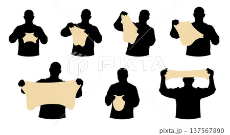 Black Solid Bakers Checking Dough Elasticity Set of Six on White Background 137567890