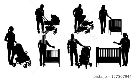 Black Solid Baby Gear Showroom Associates Set of Six on White Background 137567944