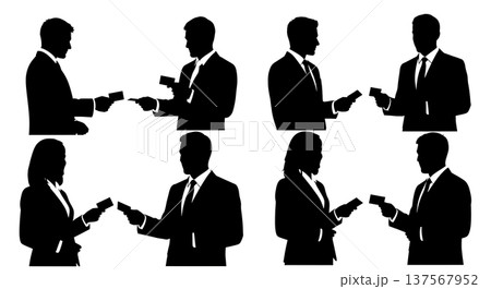 Black Solid B2B Sales Agent Silhouettes Set of Six 137567952