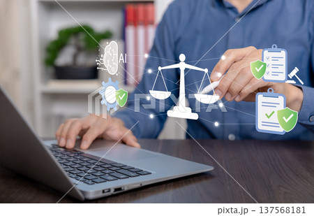 Artificial Intelligence Legal Compliance and Digital Law Regulation Concept Artificial Intelligence Legal Compliance and Digital Law Regulation Concept 137568181