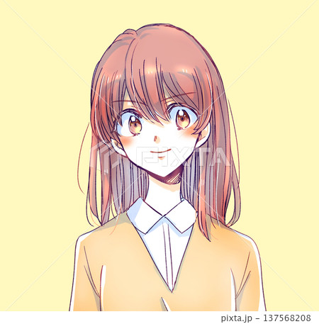 ほほ笑む女子学生　強気　バストアップ 137568208