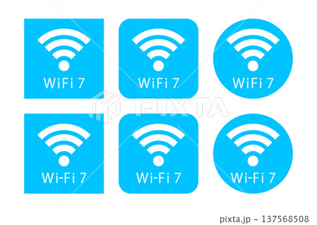 水色のフレームに入ったワイファイ7のマーク 137568508