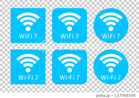 水色のフレームに入ったワイファイ7のマーク 137568508