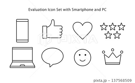 スマホやパソコン上での高評価を表現する際に使えるアイコンセット 137568509