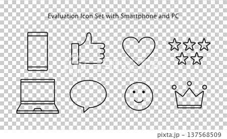 スマホやパソコン上での高評価を表現する際に使えるアイコンセット 137568509