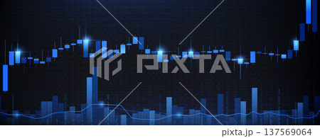 Stock market chart with blue candlestick graph Stock market chart with blue candlestick graph 137569064