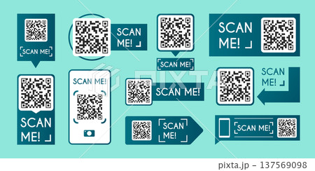 QR code scanner icon with phone frame 137569098
