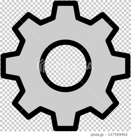 A simple grey line drawing icon of a gear representing settings A simple grey line drawing icon of a gear representing settings 137569402