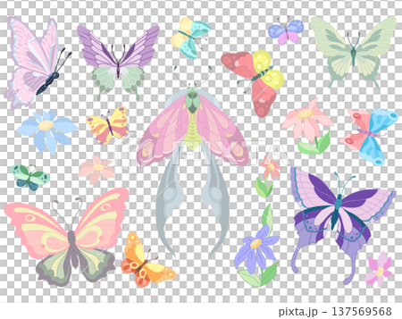 set of butterflies isolated on white 137569568