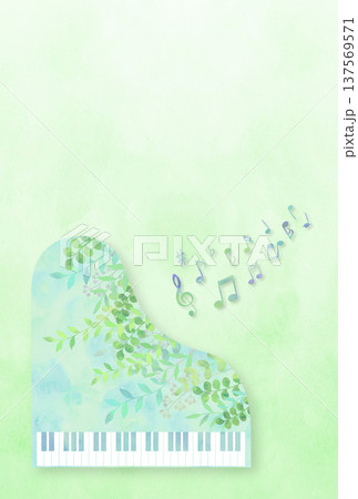 水彩風　新緑のピアノの背景 137569571