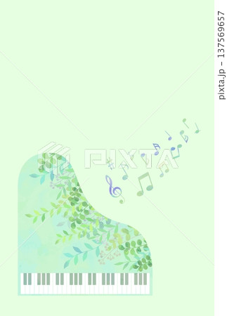 新緑のピアノの背景（水彩風ベクター） 137569657