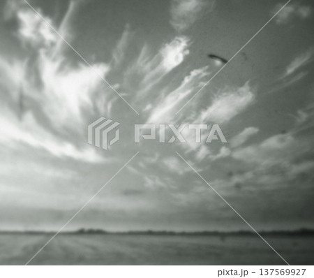 Night, ufo and spaceship in sky outdoor in countryside for mission or invasion. Futuristic, flying saucer and mystery of spacecraft, surreal extraterrestrial drone and science fiction or fantasy 137569927