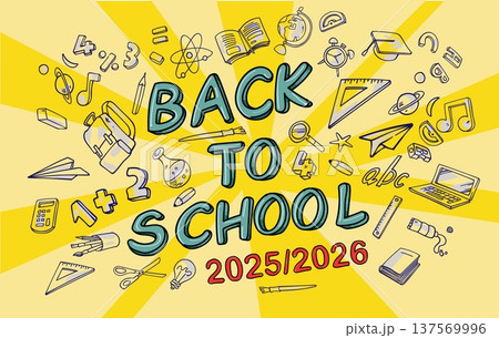 Back to school banner with yellow background. Vector illustration Back to school banner with yellow background. Vector illustration 137569996