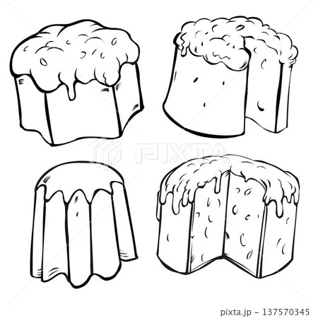Panettone vector set, hand drawn doodle illustration. Panettone vector set, hand drawn doodle illustration. 137570345