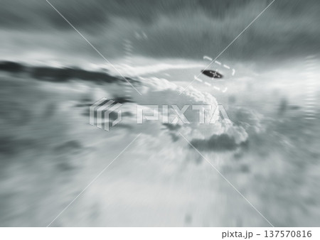 Night, ufo and spaceship in sky, camera and recording outdoor for surveillance. Futuristic, flying saucer and mystery of spacecraft, tracking surreal drone and evidence of science fiction or fantasy Night, ufo and spaceship in sky, camera and recording outdoor for surveillance. Futuristic, flying saucer and mystery of spacecraft, tracking surreal drone and evidence of science fiction or fantasy 137570816
