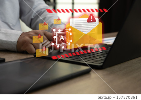AI email security and phishing detection concept an working artificial intelligence chip alert mail automated cyber defense email encryption AI email security and phishing detection concept an working artificial intelligence chip alert mail automated cyber defense email encryption 137570861
