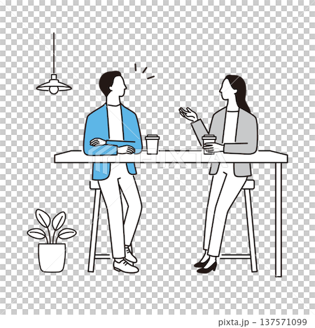 商務人士在咖啡館交流意見 商務人士在咖啡館交流意見 137571099