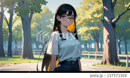 森の中の可愛い女の子 森の中の可愛い女の子 137571308