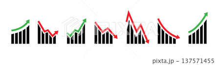Up and down graph chart icon. Growth increase and decrease sign. Graph or diagram with arrow going up and down. Vector 137571455