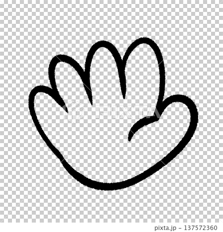 手描き風パーの線画ハンドサインアイコン(背景透過) 手描き風パーの線画ハンドサインアイコン(背景透過) 137572360