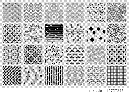 日本のベーシックな和柄模様のセット 伝統的な和柄パターン 日本のベーシックな和柄模様のセット 伝統的な和柄パターン 137572424