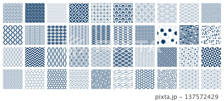 日本のベーシックな和柄模様のセット　伝統的な和柄パターン 137572429