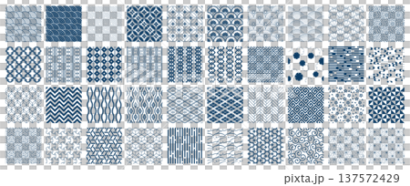 日本のベーシックな和柄模様のセット　伝統的な和柄パターン 137572429