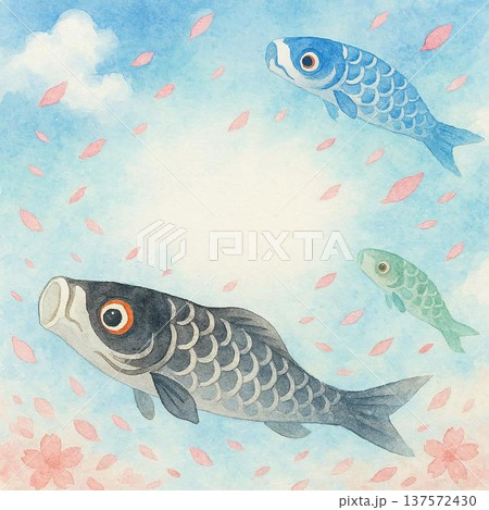 鯉のぼりのメッセージカード風イラスト 137572430