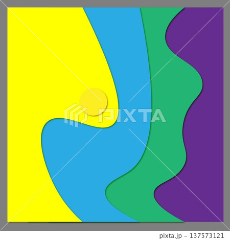 Yellow, blue, green, purple. Abstract smooth shapes with shadows. Yellow, blue, green, purple. Abstract smooth shapes with shadows. 137573121