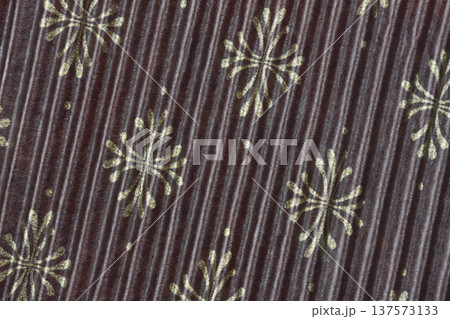 Dark Brown Ribbed Paper with Golden Floral Ornaments 137573133