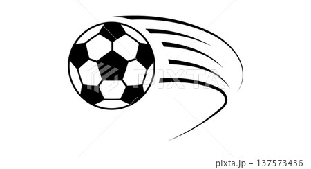Soccer ball football icon with speed and goal background for a vector logo or team illustration. Sport graphic isolated by design, through flying foot motion with white abstract and black element Soccer ball football icon with speed and goal background for a vector logo or team illustration. Sport graphic isolated by design, through flying foot motion with white abstract and black element 137573436