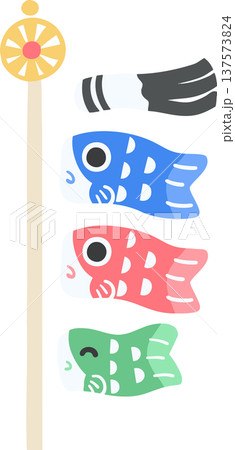 かわいい鯉のぼりのイラスト こどもの日・端午の節句のデフォルメベクター素材 137573824