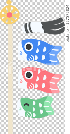 Cute carp streamer illustration, Children's Day/Tango no Sekku deformed vector material Cute carp streamer illustration, Children's Day/Tango no Sekku deformed vector material 137573824