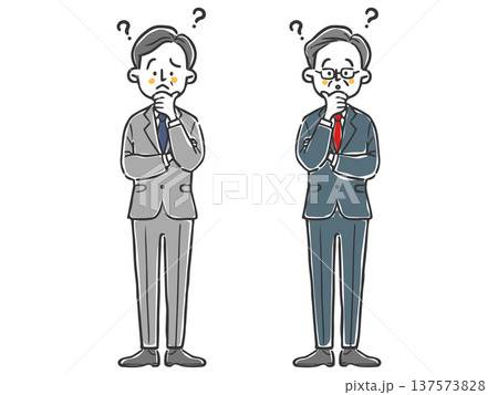 疑問を持つ中高年ビジネスマン　全身　ベクター 137573828
