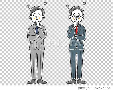 疑問を持つ中高年ビジネスマン　全身　ベクター 137573828