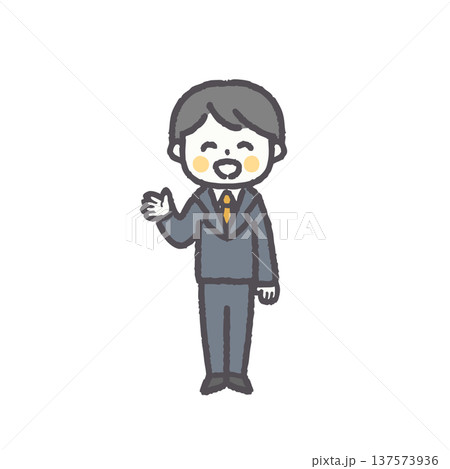 ゆるくてシンプルな男性サラリーマンの表情セットシリーズ（全員） 137573936