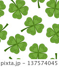Seamless pattern with clover leaves in ancient Celtic style. Vector illustration 137574045