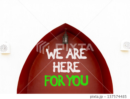 Support, help and we are here for you symbol. Concept words We are here for you on beautiful red wall. Beautiful white wall background. Business we are here for you concept. Copy space. Support, help and we are here for you symbol. Concept words We are here for you on beautiful red wall. Beautiful white wall background. Business we are here for you concept. Copy space. 137574485