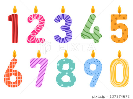 Set of colorful number candles clip art 137574672