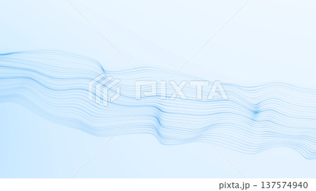Minimal soft blue wave lines on light background. Clean abstract flow with smooth curved stripes, airy motion and elegant modern texture. 137574940