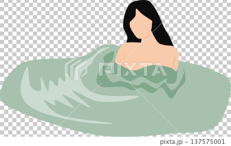 一位女子正在露天浴池中泡澡的插圖 137575001
